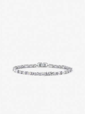 Women Michael Kors Precious Metal-Plated Sterling Silver Cubic Zirconia Tennis Bracelets Silver | TADHEK-956