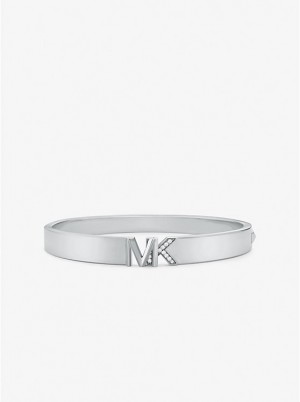 Women Michael Kors Precious Metal-Plated Brass Pavé Logo Bracelets Silver | VDXQWF-286