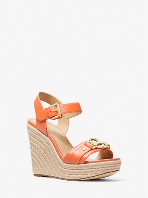 Women Michael Kors Rory Wedge Sandals Apricot | ZPBJKF-356