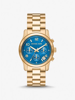 Women Michael Kors Runway Gold-Tone Watches Gold | XKRVFP-240