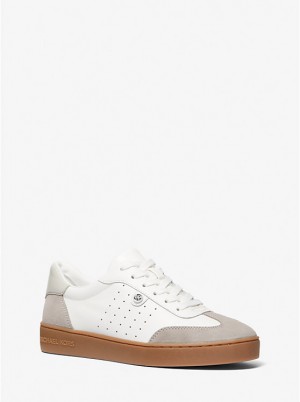 Women Michael Kors Scotty Leather Sneakers Grey | YXGBEF-793