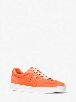 Women Michael Kors Scotty Suede Sneakers Orange | HTXPMG-896