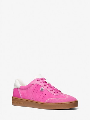 Women Michael Kors Scotty Suede Sneakers Pink | DIQTRN-980