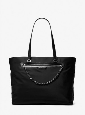 Women Michael Kors Slater Extra-Large Recycled Nylon Tote Bag Black | GIZAYQ-791