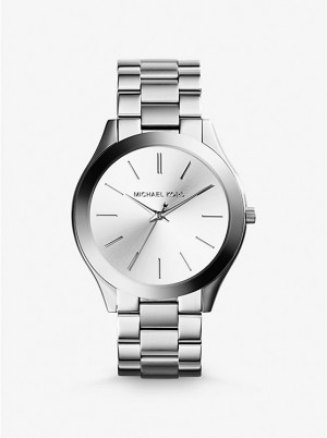 Women Michael Kors Slim Runway Silver-Tone Watches Silver | GDICOP-610