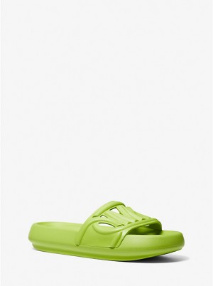 Women Michael Kors Splash Scuba Slide Sandals Green | GIXVCT-396