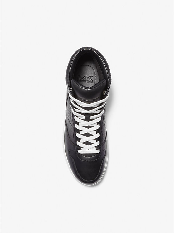 Men Michael Kors Barett Leather High-Top Sneakers Black | EZPVJB-274