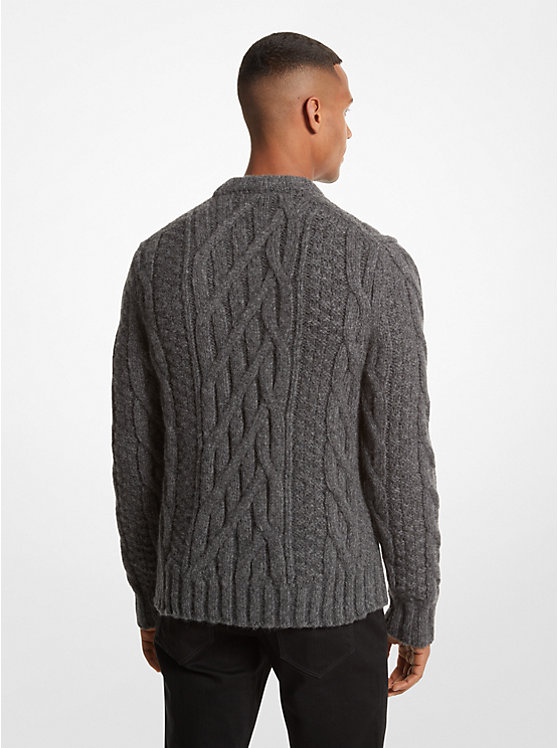 Men Michael Kors Cable Alpaca Blend Sweaters Grey | MGVJBE-560