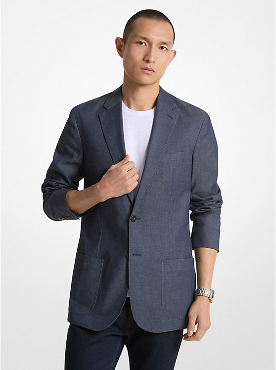 Men Michael Kors Chambray Blazers Navy | COMWRJ-724