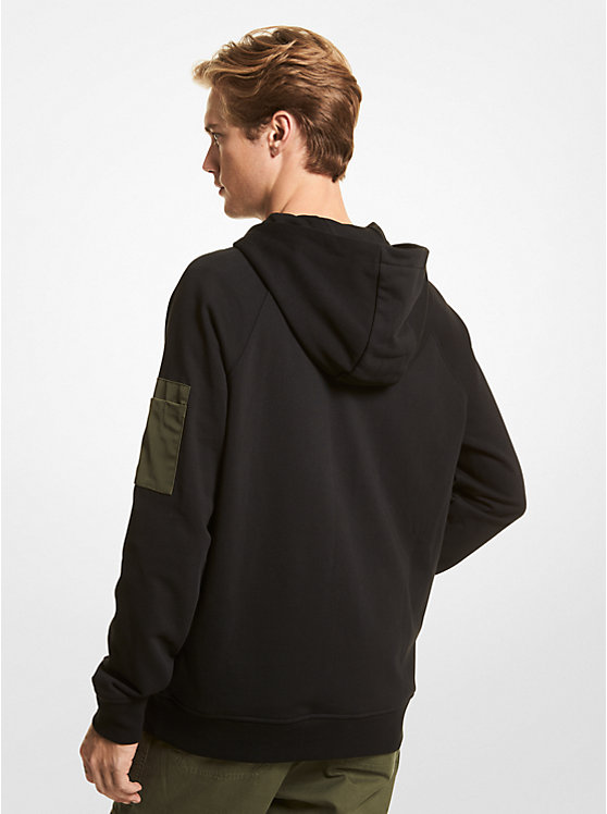 Men Michael Kors Cotton Blend Half-Zip Hoodie Black | DBAHTI-350