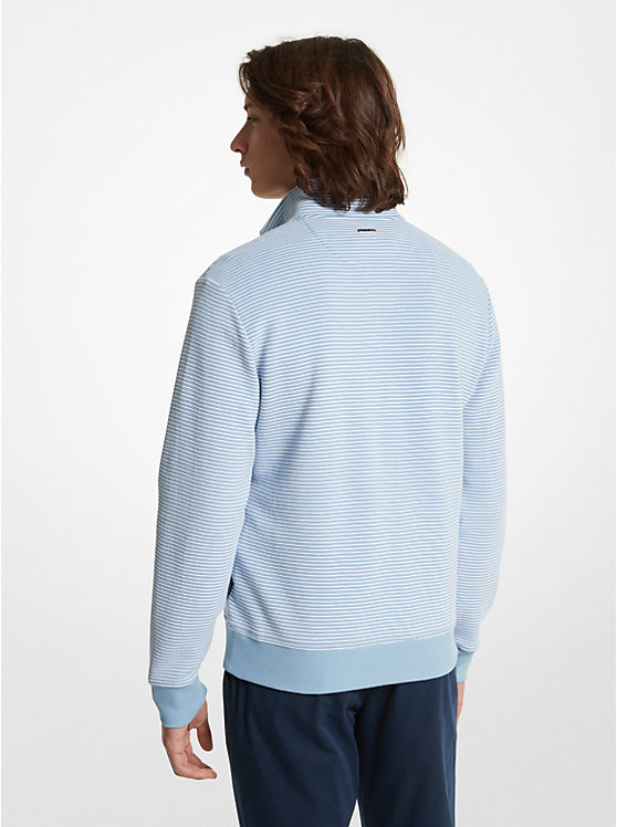 Men Michael Kors Cotton Blend Half-Zip Sweaters Blue | ZYLITQ-176