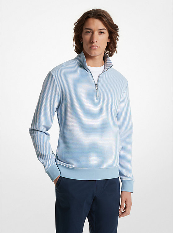 Men Michael Kors Cotton Blend Half-Zip Sweaters Blue | ZYLITQ-176