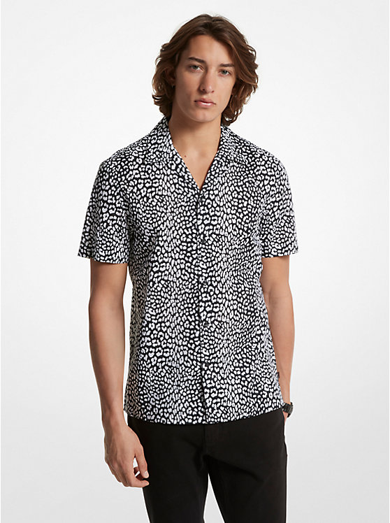 Men Michael Kors Cotton Camp Shirts Black | DNPYLC-324