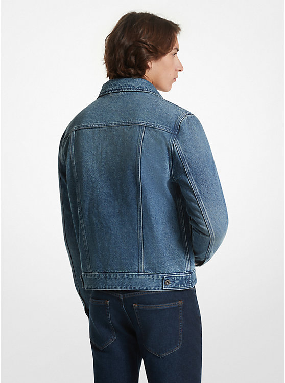 Men Michael Kors Denim Trucker Jackets Blue | RTWIBS-364