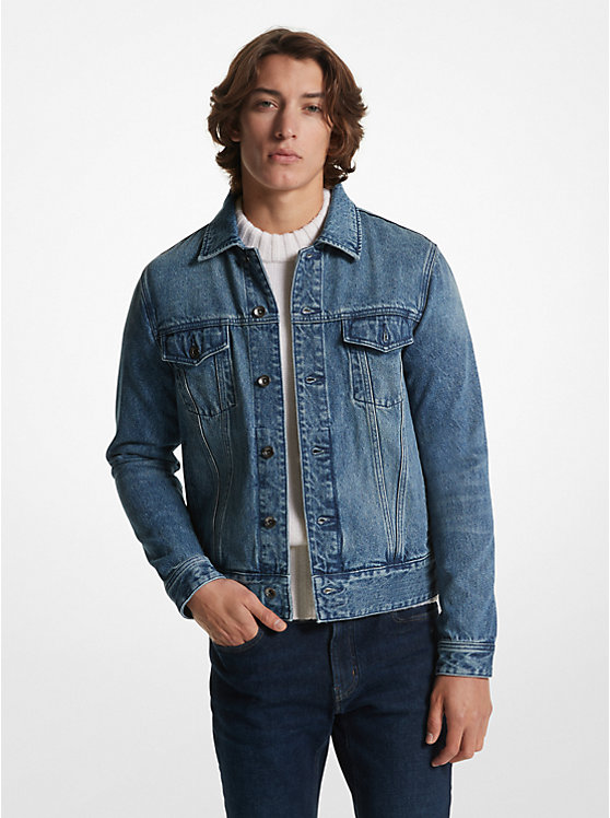 Men Michael Kors Denim Trucker Jackets Blue | RTWIBS-364