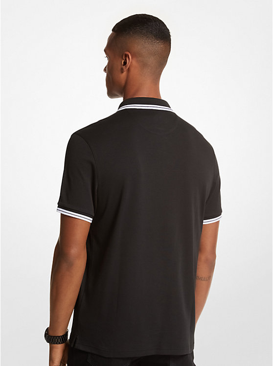 Men Michael Kors Greenwich Cotton Polo Shirts Black | BOILCW-197