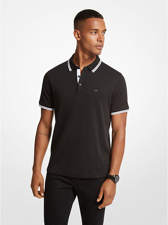 Men Michael Kors Greenwich Cotton Polo Shirts Black | BOILCW-197