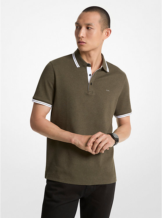 Men Michael Kors Greenwich Cotton Polo Shirts Dark Green | EONUBT-567