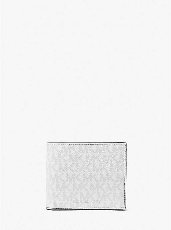 Men Michael Kors Greyson Logo Billfold With Coin Pocket Wallets White | GQFLWD-917