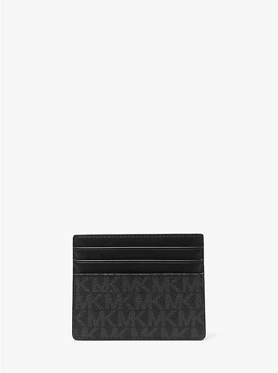 Men Michael Kors Greyson Logo Tall Card Case Black | DKLGUF-913