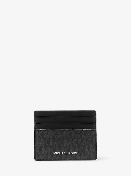 Men Michael Kors Greyson Logo Tall Card Case Black | DKLGUF-913