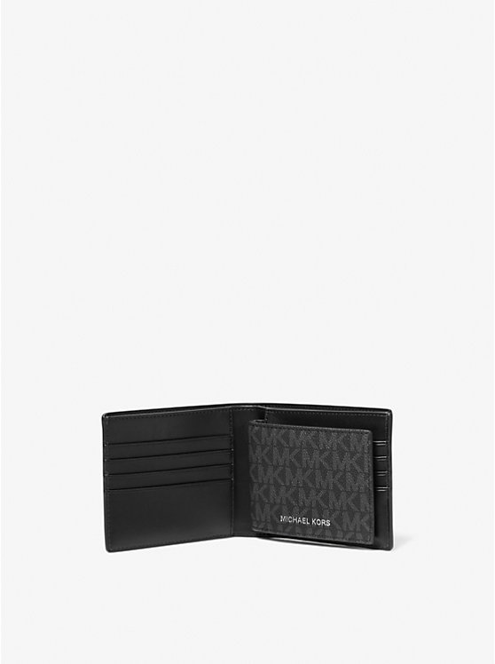 Men Michael Kors Harrison Logo Billfold With Passcase Wallets Black | OARBJZ-637