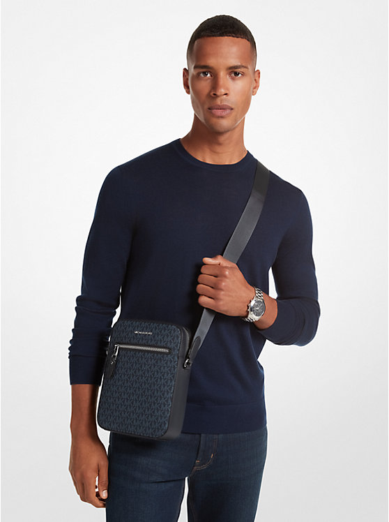 Men Michael Kors Henry Logo Crossbody Bags Navy | JMSAOB-389