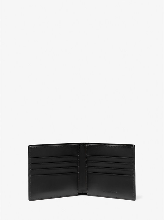 Men Michael Kors Hudson Crocodile Embossed Leather Billfold Wallets Black | QTLFWM-496