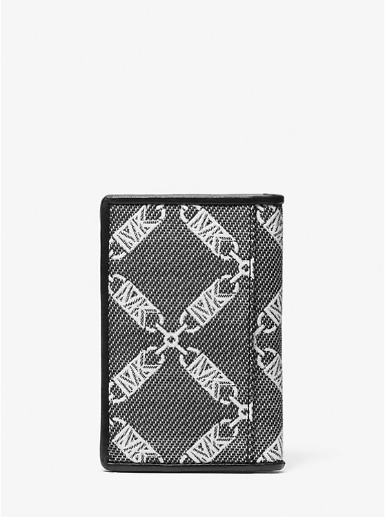 Men Michael Kors Hudson Empire Logo Jacquard Bi-fold Card Case Black | GKQSUY-609