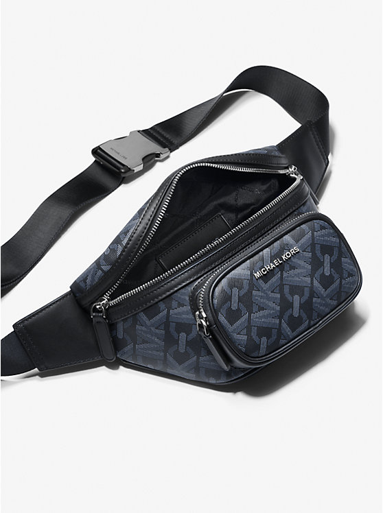 Men Michael Kors Hudson Empire Signature Logo Sling Pack Crossbody Bags Navy | GPRKVJ-379