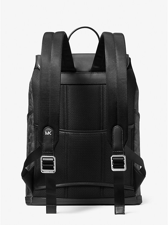 Men Michael Kors Hudson Empire Signature Logo Backpack Black | EFXQRT-497