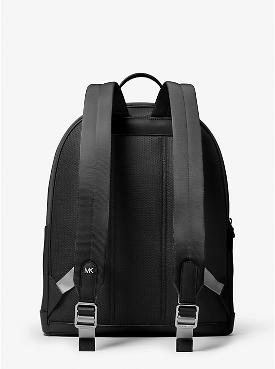 Men Michael Kors Hudson Leather Commuter Backpack Black | PXZSYM-025