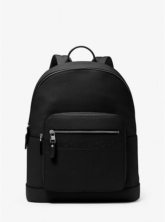 Men Michael Kors Hudson Leather Commuter Backpack Black | PXZSYM-025