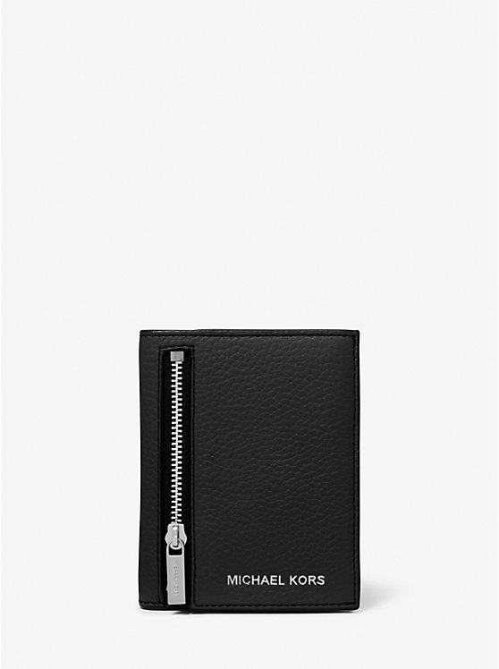 Men Michael Kors Hudson Leather Zip Wallets Black | EWVZIQ-785