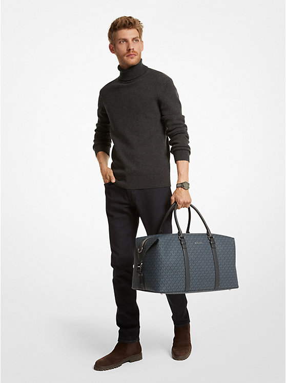 Men Michael Kors Hudson Logo Duffel Bag Navy | CLPOND-940