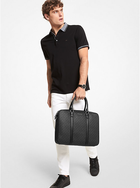 Men Michael Kors Hudson Logo Handbag Black | ZFICMR-367