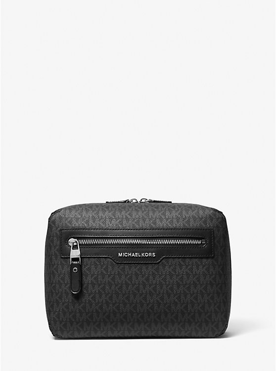 Men Michael Kors Hudson Logo Travel Kit Duffel Bag Black | AMWVQY-910