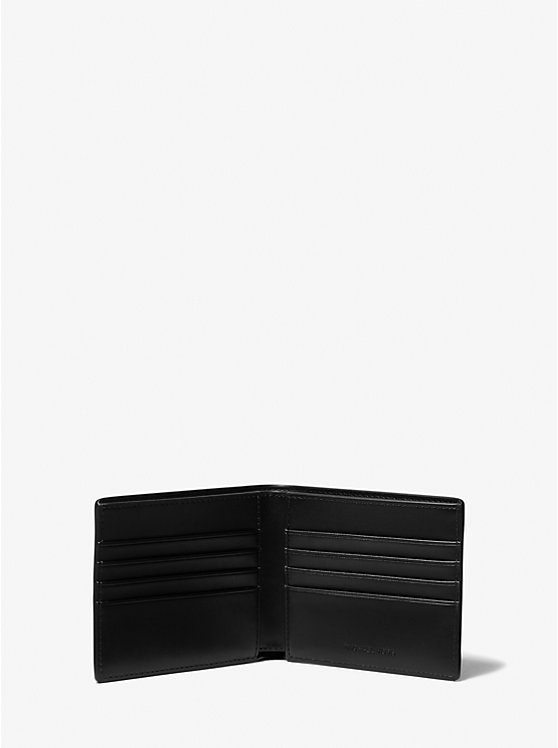 Men Michael Kors Hudson Pebbled Leather Slim Billfold Wallets Black | DXRCIU-178