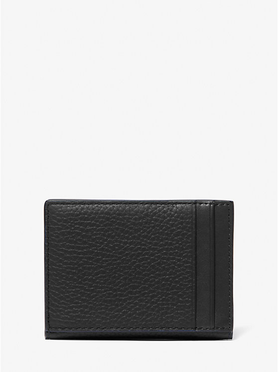 Men Michael Kors Hudson Pebbled Leather Bifold Wallets Black | YSLZGO-651