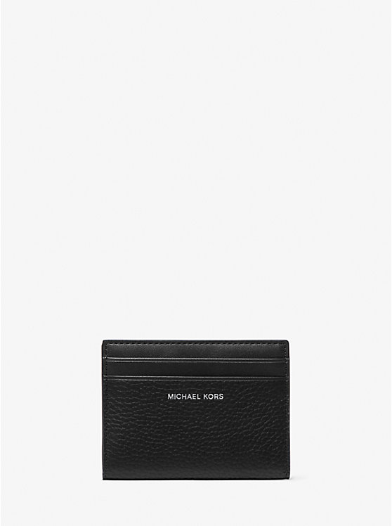 Men Michael Kors Hudson Pebbled Leather Bifold Wallets Black | YSLZGO-651