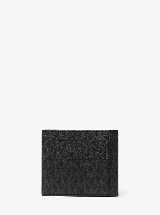 Men Michael Kors Hudson Signature Logo Billfold Wallets Black | NPWHRA-276