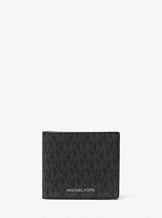 Men Michael Kors Hudson Signature Logo Billfold Wallets Black | NPWHRA-276