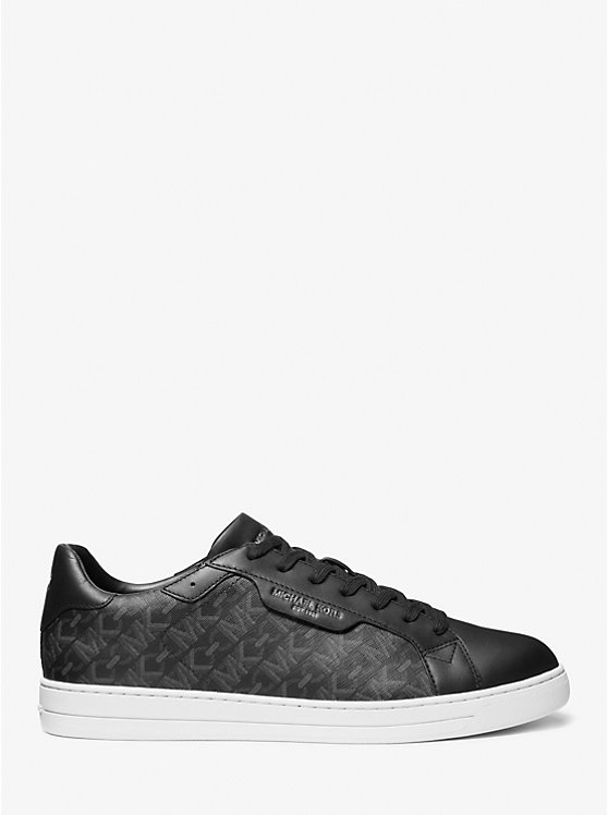 Men Michael Kors Keating Empire Signature Logo and Leather Sneakers Black | IPUAOM-063