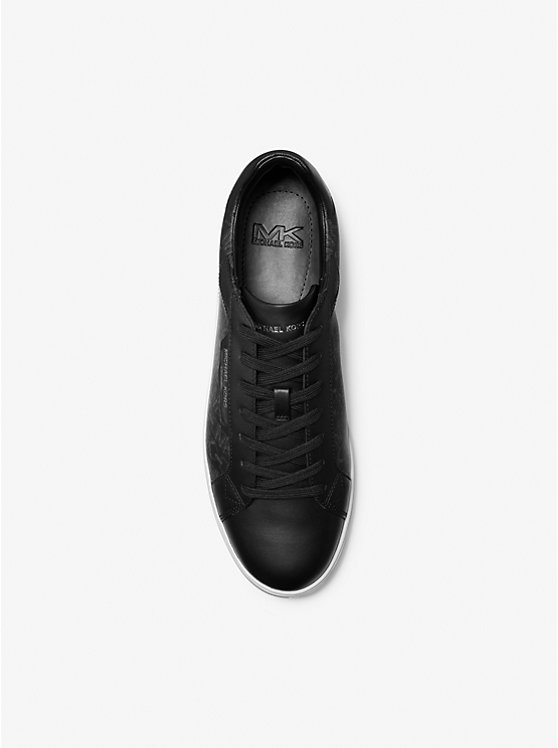 Men Michael Kors Keating Empire Signature Logo and Leather Sneakers Black | IPUAOM-063