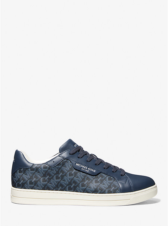 Men Michael Kors Keating Empire Signature Logo and Leather Sneakers Navy | ARPKDT-816