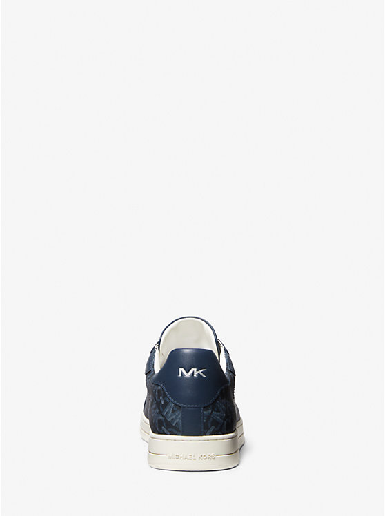 Men Michael Kors Keating Empire Signature Logo and Leather Sneakers Navy | ARPKDT-816