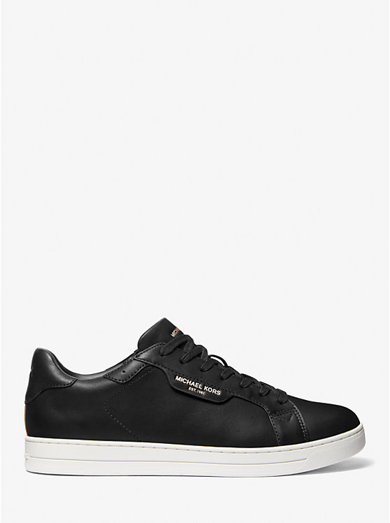 Men Michael Kors Keating Leather Sneakers Black | RDZQGT-926