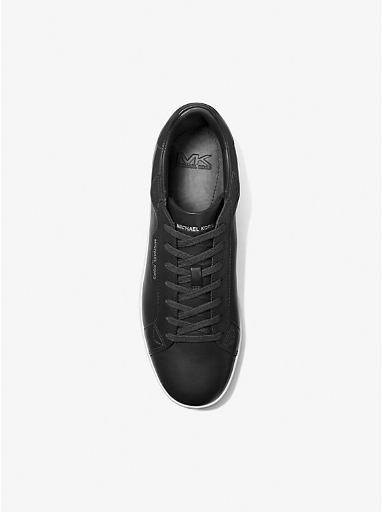 Men Michael Kors Keating Leather Sneakers Black | RDZQGT-926