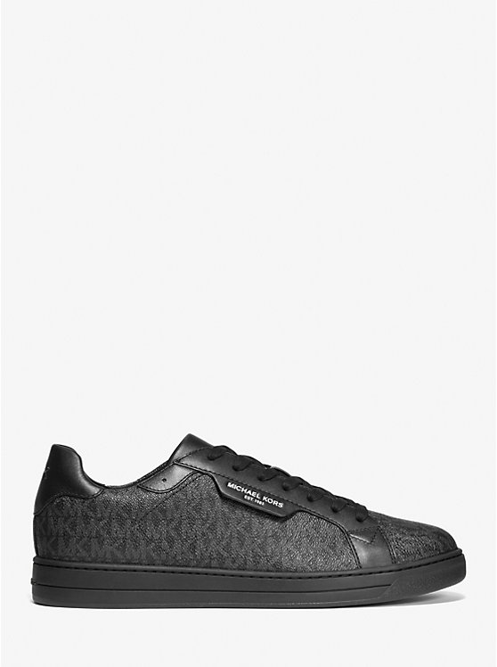 Men Michael Kors Keating Logo and Leather Sneakers Black | YNBRZG-358