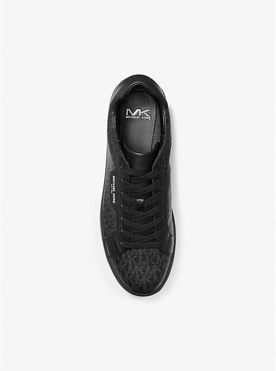 Men Michael Kors Keating Logo and Leather Sneakers Black | YNBRZG-358